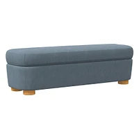 Leroy Storage Bench Performance Yarn Dyed Linen Weave Alabaster Almond on Ash Poly