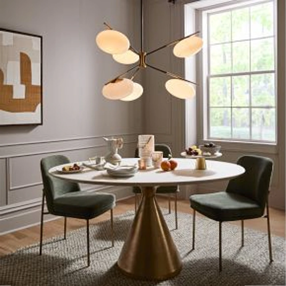 Champignon Chandelier Dark Bronze Milk Glass (38")