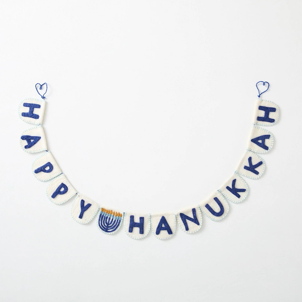 Happy Hanukkah Felt Garland | West Elm