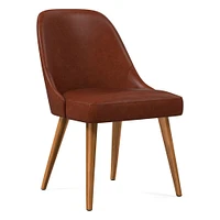 Mid-Century Upholstered Dining Chair, Poly, Saddle Leather, Nut, Acorn