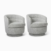 Viv Swivel Chair, Poly, Chunky Chenille, Stone White, Concealed Support