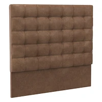 Grid Tufted Tall Wall Mounted Headboard, King, Vegan Leather Saddle, Saddle