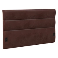 Panel Tufted Wall Mounted Headboard, King, Vegan Leather Saddle, Saddle