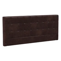 Grid Tufted Tall Wall Mounted Headboard, King, Vegan Leather Saddle, Saddle