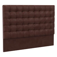 Grid Tufted Tall Wall Mounted Headboard, King, Vegan Leather Saddle, Saddle