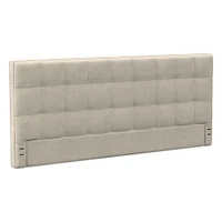 Grid Tufted Tall Wall Mounted Headboard, King, Vegan Leather Saddle, Saddle