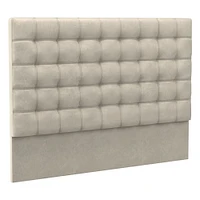 Grid Tufted Tall Wall Mounted Headboard, King, Vegan Leather Saddle, Saddle