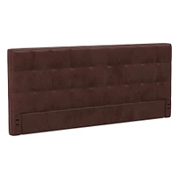 Grid Tufted Tall Wall Mounted Headboard, King, Vegan Leather Saddle, Saddle