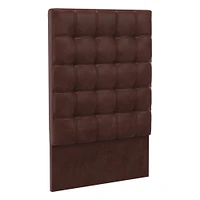 Grid Tufted Tall Wall Mounted Headboard, King, Vegan Leather Saddle, Saddle