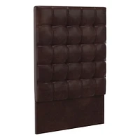 Grid Tufted Tall Wall Mounted Headboard, King, Vegan Leather Saddle, Saddle