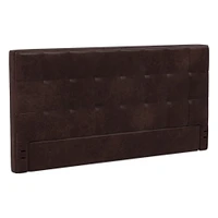 Grid Tufted Tall Wall Mounted Headboard, King, Vegan Leather Saddle, Saddle