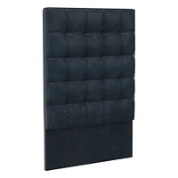 Grid Tufted Tall Wall Mounted Headboard, King, Vegan Leather Saddle, Saddle