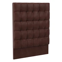 Grid Tufted Tall Wall Mounted Headboard, King, Vegan Leather Saddle, Saddle