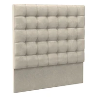 Grid Tufted Tall Wall Mounted Headboard, King, Vegan Leather Saddle, Saddle