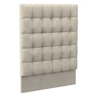 Grid Tufted Tall Wall Mounted Headboard, King, Vegan Leather Saddle, Saddle