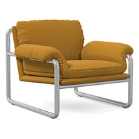 Desmond Chair, Deluxe Linen, Sand, Polished Stainless Steel