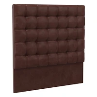 Grid Tufted Tall Wall Mounted Headboard, King, Vegan Leather Saddle, Saddle