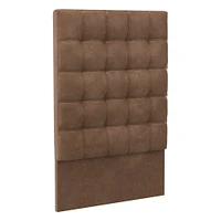 Grid Tufted Tall Wall Mounted Headboard, King, Vegan Leather Saddle, Saddle