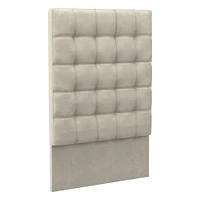 Grid Tufted Tall Wall Mounted Headboard, King, Vegan Leather Saddle, Saddle