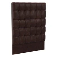 Grid Tufted Tall Wall Mounted Headboard, King, Vegan Leather Saddle, Saddle