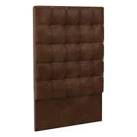 Grid Tufted Tall Wall Mounted Headboard, King, Vegan Leather Saddle, Saddle