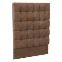 Grid Tufted Tall Wall Mounted Headboard, King, Vegan Leather Saddle, Saddle