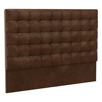 Grid Tufted Tall Wall Mounted Headboard, King, Vegan Leather Saddle, Saddle