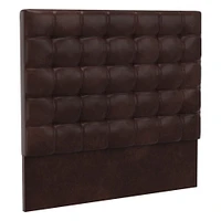 Grid Tufted Tall Wall Mounted Headboard, King, Vegan Leather Saddle, Saddle