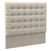 Grid Tufted Tall Wall Mounted Headboard, King, Vegan Leather Saddle, Saddle