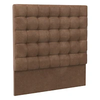 Grid Tufted Tall Wall Mounted Headboard, King, Vegan Leather Saddle, Saddle