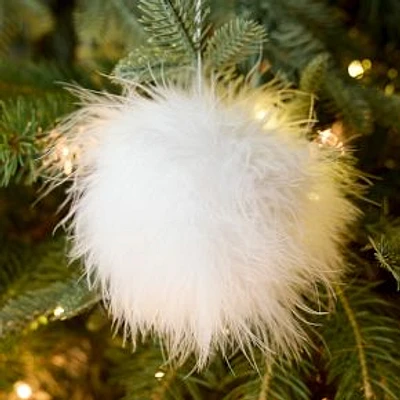 Marabou Feather Ball Ornament, White