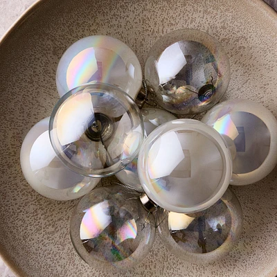 Pearl White & Iridescent Glass Boxed Ornaments (Set of 9) | West Elm