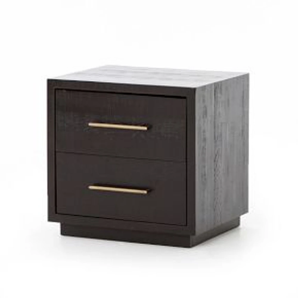 Alexa 22" 2-Drawer Nightstand, Burnished Black