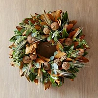 Dried Magnolia Wheat Wreath