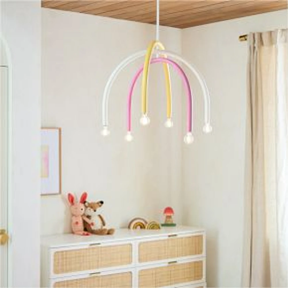 Arc Chandelier, Pink/Yellow