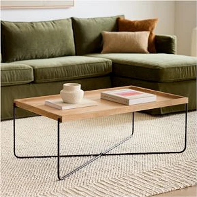 Willow 42" Coffee Table, Cerused White/ Dark Bronze