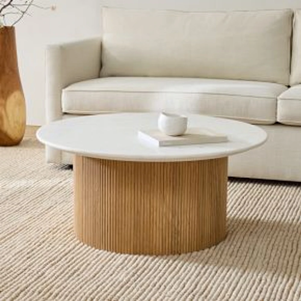 Ellington 36" Coffee Table, Marble, Blonde Oak