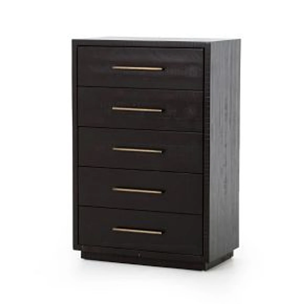 Alexa 30" Tall 5-Drawer Dresser, Burnished Black