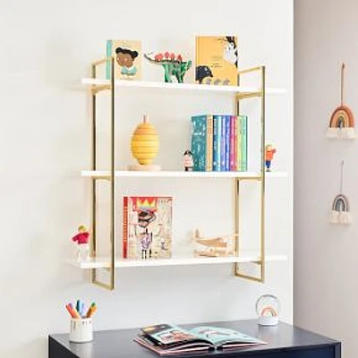 Polished Shelf, 3 Tier, White and Gold, WE Kids