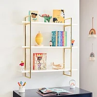 Polished Shelf, 3 Tier, White and Gold, WE Kids