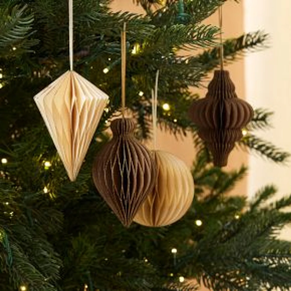 Paper Shape Ornaments, Neutral Tone, Set of 4