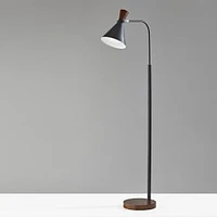 Walnut Led Task Floor Lamp, Black & Walnut