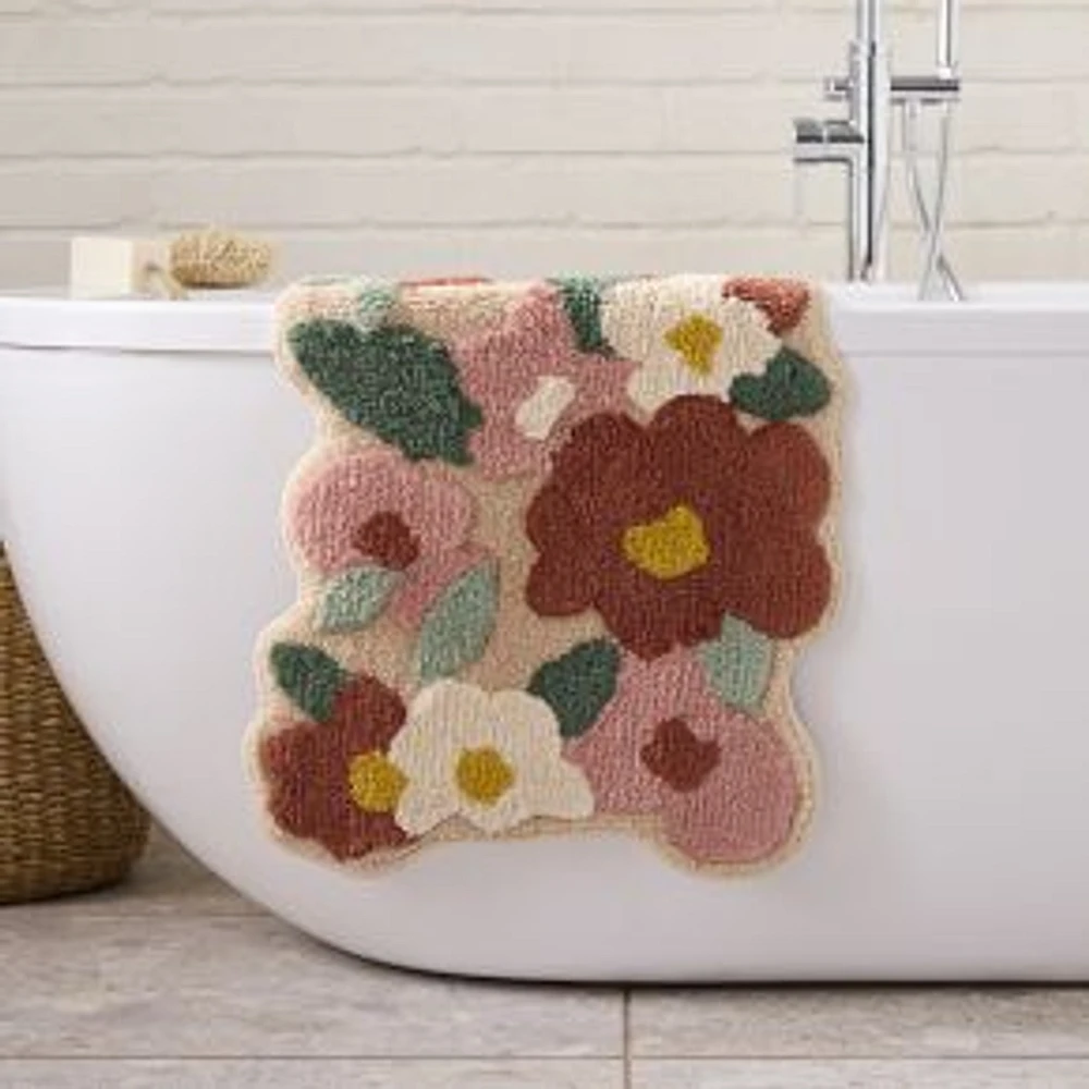 Wildflower Bath Mat, Pink Peony