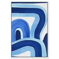 Oliver Gal Blue Layered Curves Framed Canvas Wall Art, 30x45