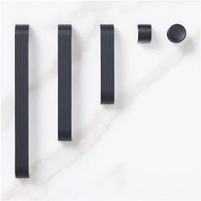 Reeded Drawer Hardware, Round Knob, Matte Black