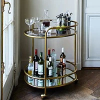 Albee Bar Cart, Antique Brass