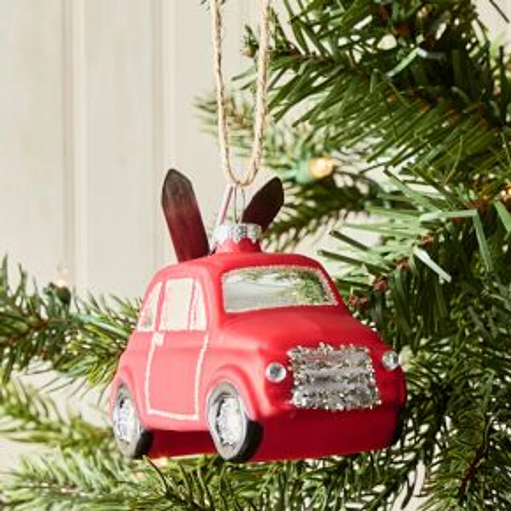 Glass Fiat Ornament, Red