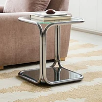 Axel 18" Side Table, Mild Steel/Glass