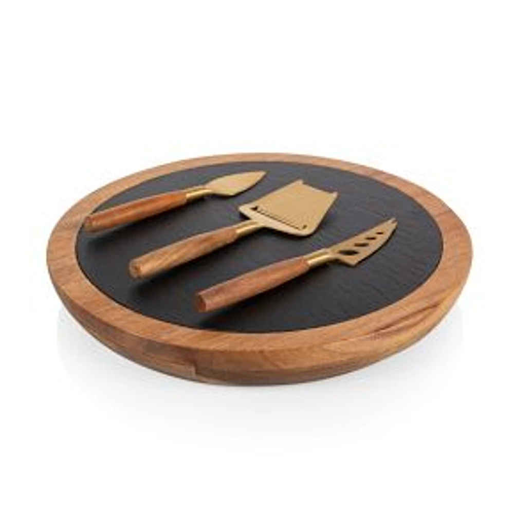 Insignia Acacia Wood & Slate 4-Piece Cheese Board & Tool Set