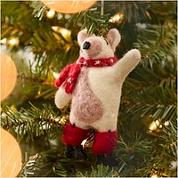 Felt Polar Bear On Ice Skates Ornament